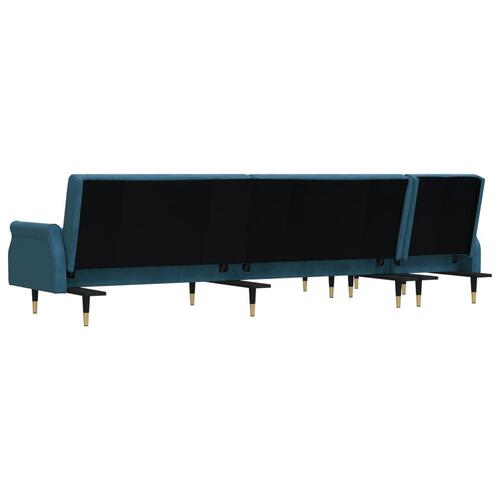 Sovesofa med chaiselong 271x140x70 cm velour blå