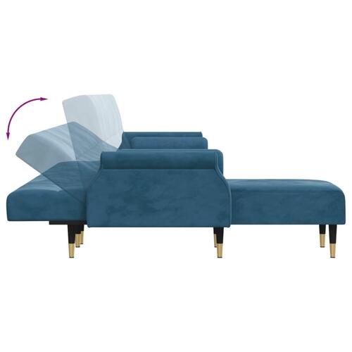 Sovesofa med chaiselong 271x140x70 cm velour blå