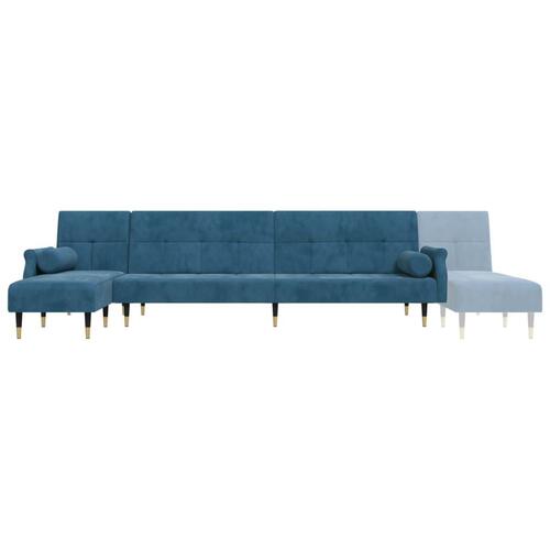 Sovesofa med chaiselong 271x140x70 cm velour blå