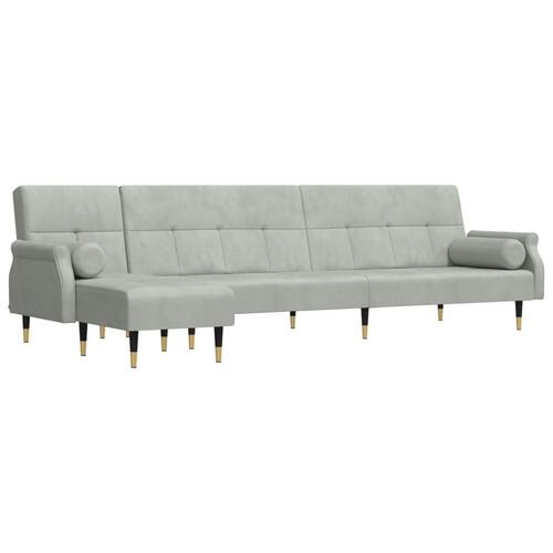 Sovesofa med chaiselong 271x140x70 cm velour lysegrå