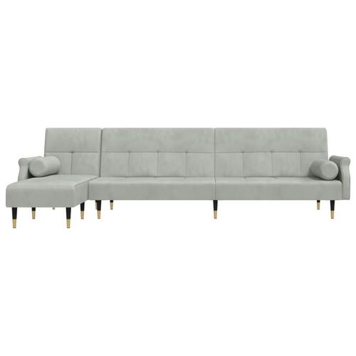 Sovesofa med chaiselong 271x140x70 cm velour lysegrå