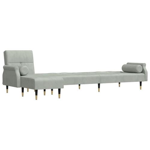 Sovesofa med chaiselong 271x140x70 cm velour lysegrå