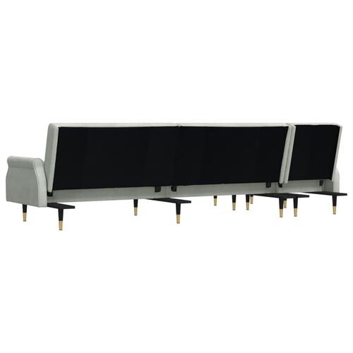 Sovesofa med chaiselong 271x140x70 cm velour lysegrå