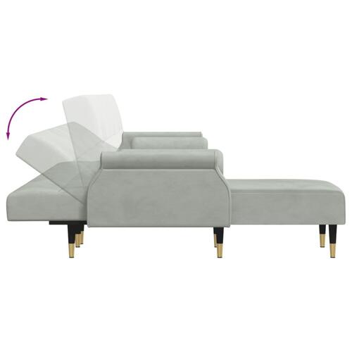 Sovesofa med chaiselong 271x140x70 cm velour lysegrå