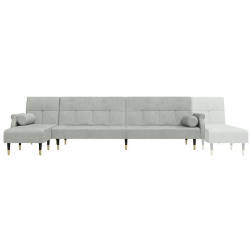 Sovesofa med chaiselong 271x140x70 cm velour lysegrå