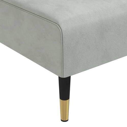 Sovesofa med chaiselong 271x140x70 cm velour lysegrå