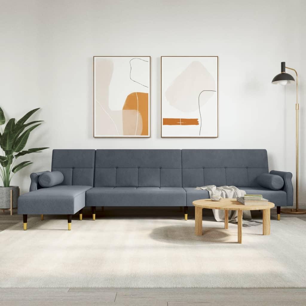 Sovesofa med chaiselong 271x140x70 cm velour mørkegrå