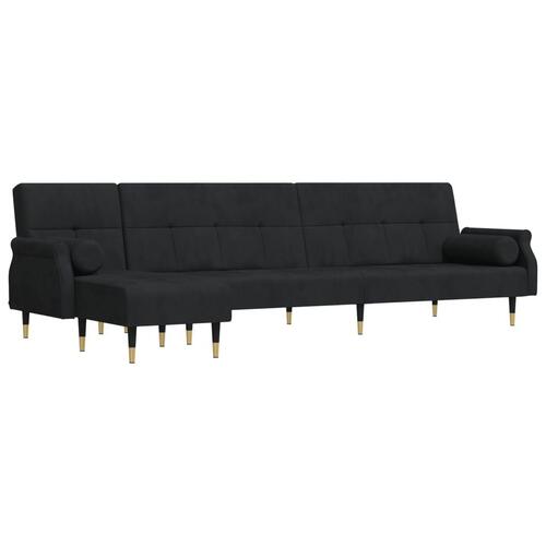 Sovesofa med chaiselong 271x140x70 cm velour sort