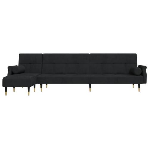Sovesofa med chaiselong 271x140x70 cm velour sort