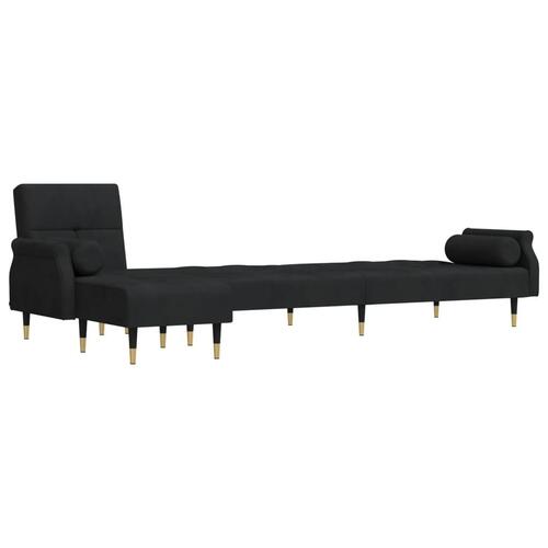 Sovesofa med chaiselong 271x140x70 cm velour sort