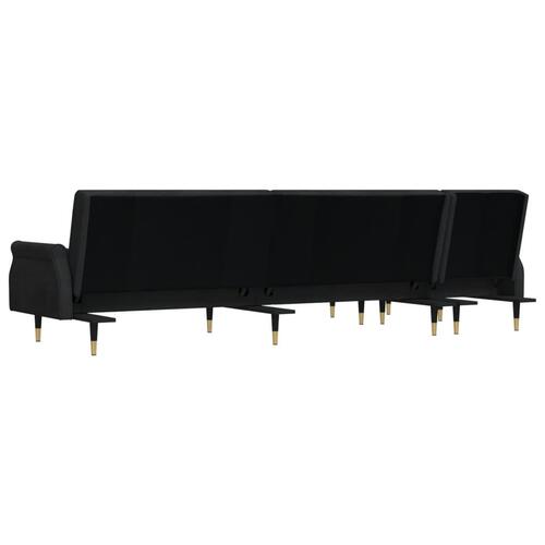 Sovesofa med chaiselong 271x140x70 cm velour sort
