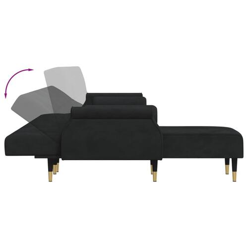 Sovesofa med chaiselong 271x140x70 cm velour sort