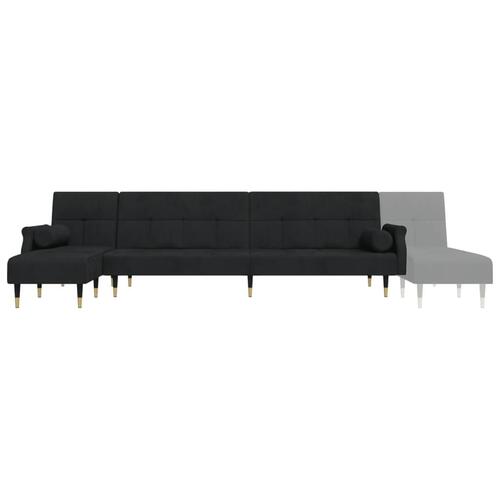 Sovesofa med chaiselong 271x140x70 cm velour sort