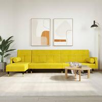 Sovesofa med chaiselong 271x140x70 cm velour gul