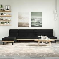 Sovesofa med chaiselong 255x140x70 cm stof sort