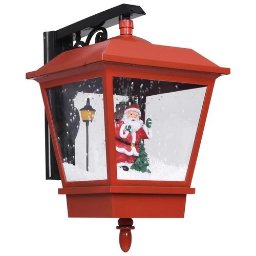 Julelampe med LED-lys og julemand 40x27x45 cm rød