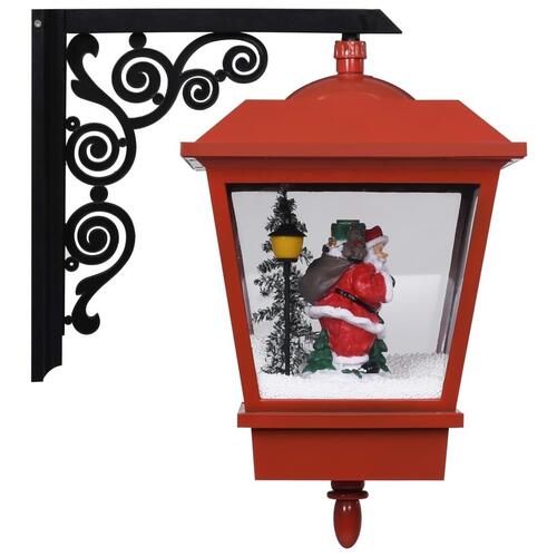 Julelampe med LED-lys og julemand 40x27x45 cm rød