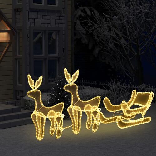 Juledisplay med 2 rensdyr og kane trådnet 648 LED-lys
