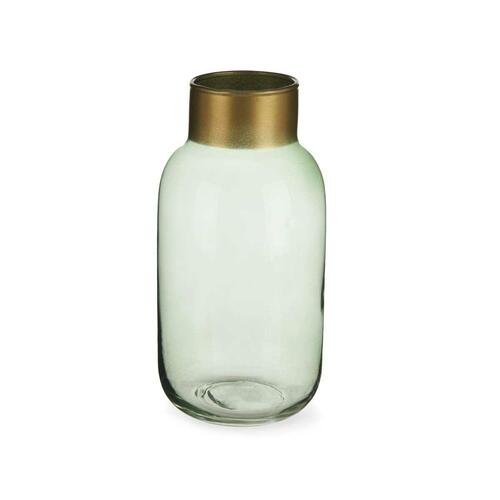 Vase Grøn Gylden Glas 11,5 x 24 x 11,5 cm (6 enheder)