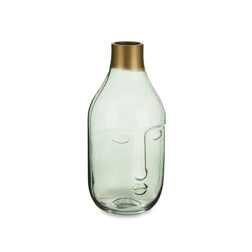 Vase Ansigt Grøn Glas 11 x 24,5 x 12 cm (6 enheder)