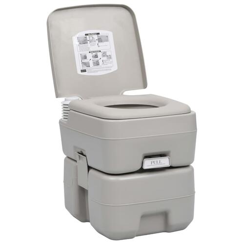 Transportabelt campingtoilet 20+10 l grå