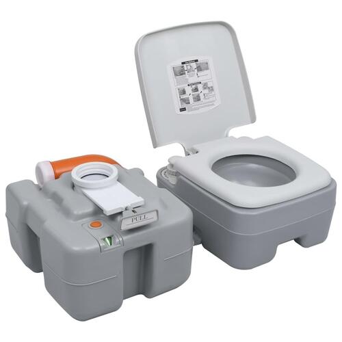 Transportabelt campingtoilet 20+10 l grå