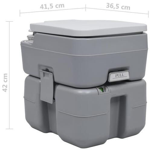 Transportabelt campingtoilet 20+10 l grå