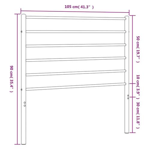Sengegavl 100 cm metal sort