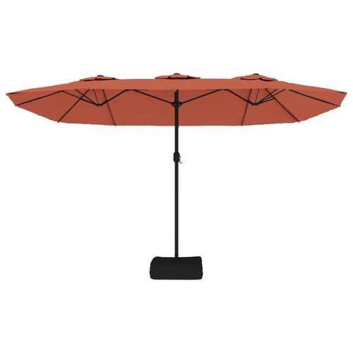 Parasol m. dobbelt parasoldug 449x245 cm terrakotta