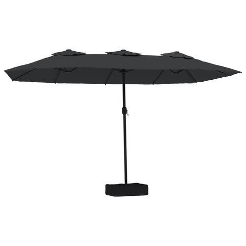 Parasol m. dobbelt parasoldug 449x245 cm sort