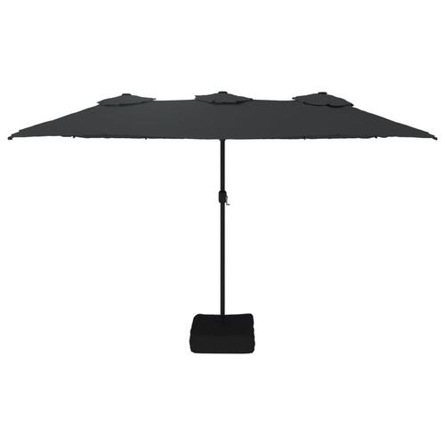 Parasol m. dobbelt parasoldug 449x245 cm sort