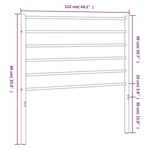 Sengegavl 107 cm metal sort