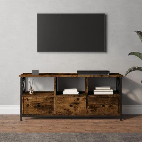 Tv-bord 102x33x45 cm konstrueret træ og jern røget egetræsfarve