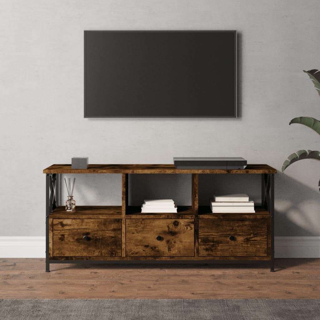 Tv-bord 102x33x45 cm konstrueret træ og jern røget egetræsfarve