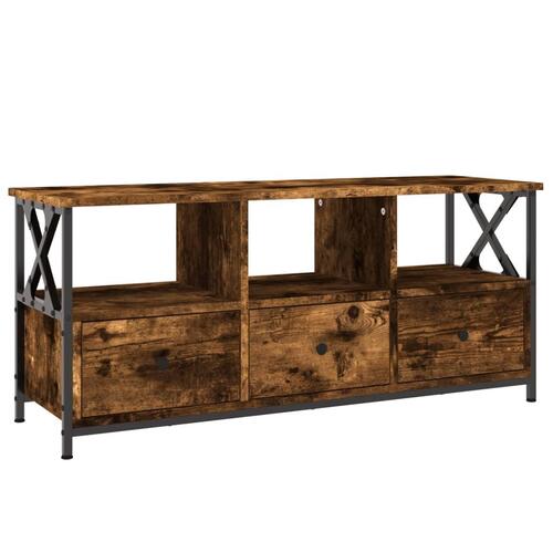 Tv-bord 102x33x45 cm konstrueret træ og jern røget egetræsfarve
