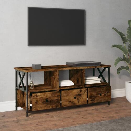 Tv-bord 102x33x45 cm konstrueret træ og jern røget egetræsfarve