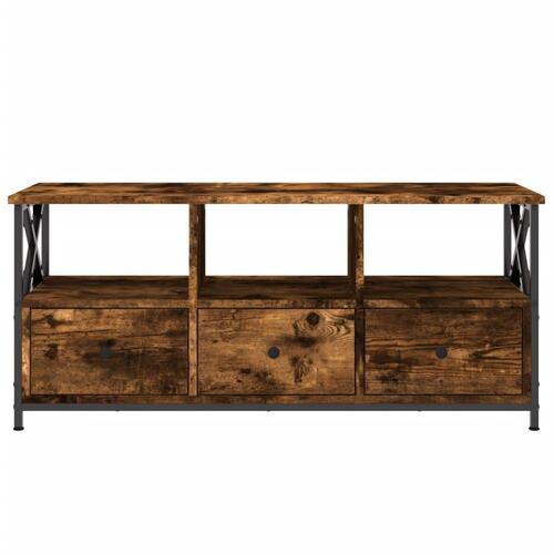 Tv-bord 102x33x45 cm konstrueret træ og jern røget egetræsfarve