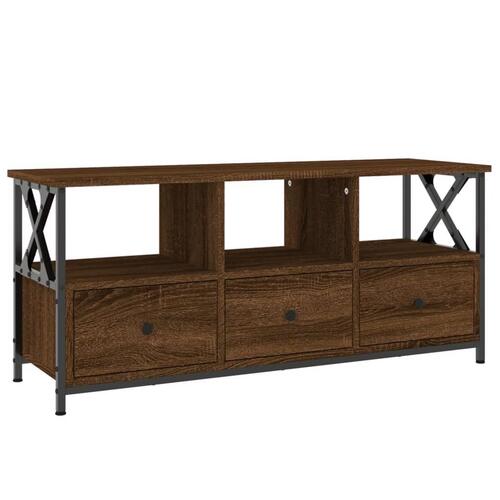 Tv-bord 102x33x45 cm konstrueret træ og jern brun egetræsfarve