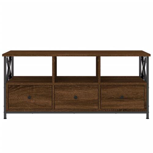 Tv-bord 102x33x45 cm konstrueret træ og jern brun egetræsfarve