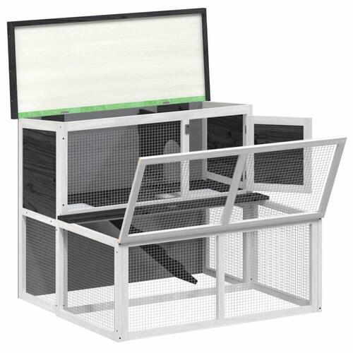 Kaninbur 102x90x84,5 cm massivt fyrretræ grå