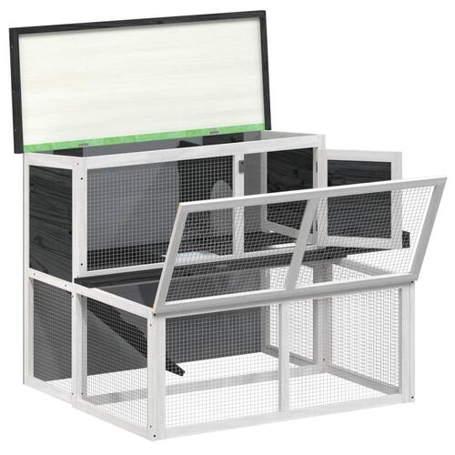 Kaninbur 102x90x84,5 cm massivt fyrretræ grå
