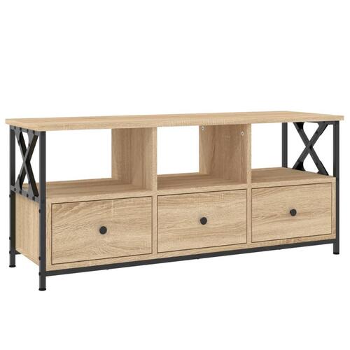 Tv-bord 102x33x45 cm konstrueret træ og jern sonoma-eg