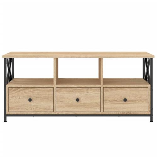 Tv-bord 102x33x45 cm konstrueret træ og jern sonoma-eg