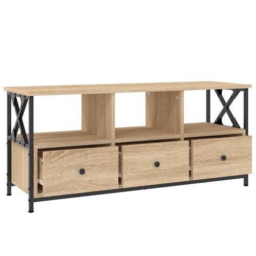 Tv-bord 102x33x45 cm konstrueret træ og jern sonoma-eg