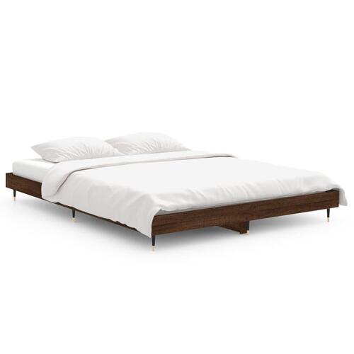 Sengestel 135x190 cm konstrueret træ brun eg