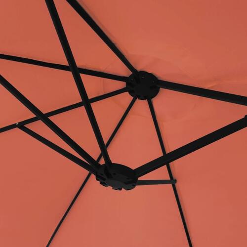 Parasol med dobbelt parasoldug og LED-lys 449x245 cm terrakotta