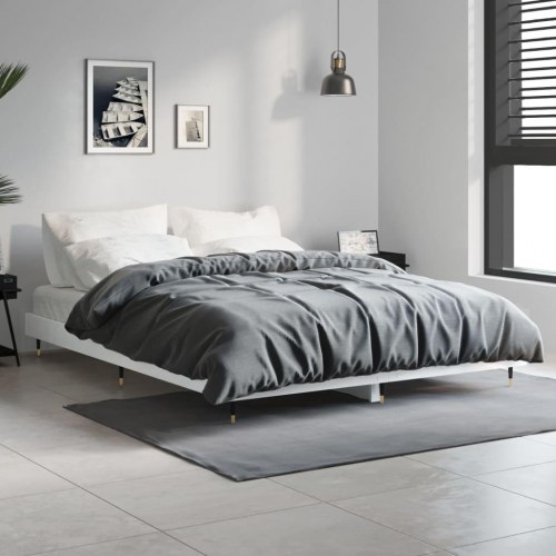 Sengestel 135×190 cm - hvid højglans, konstrueret træ