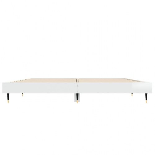 Sengestel 135×190 cm - hvid højglans, konstrueret træ