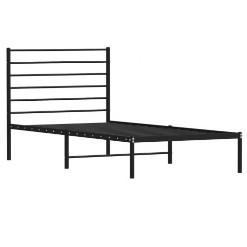 Sengeramme med sengegavl 75 × 190 cm - metal, sort