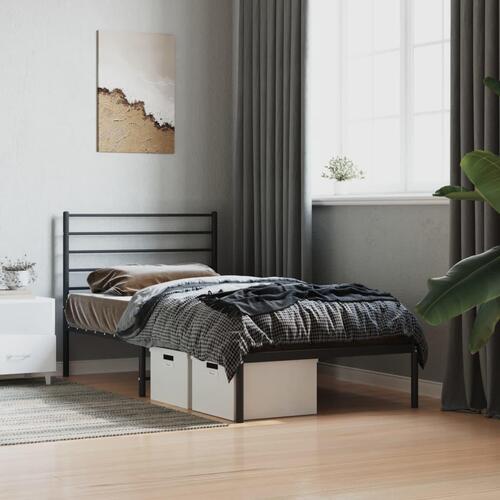 Sengeramme med sengegavl 80x200 cm metal sort